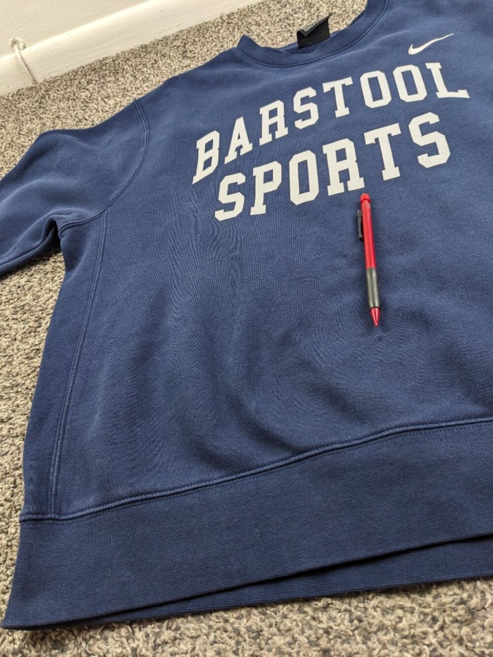 2020 Barstool Sports x Nike Sweatshirt Dave Portnoy Fleece Blue Mens Medium - Picture 7 of 10